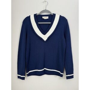 VTG Vivanti Nautical Preppy Navy Blue Coastal Grandma Tennis Cricket Sweater M